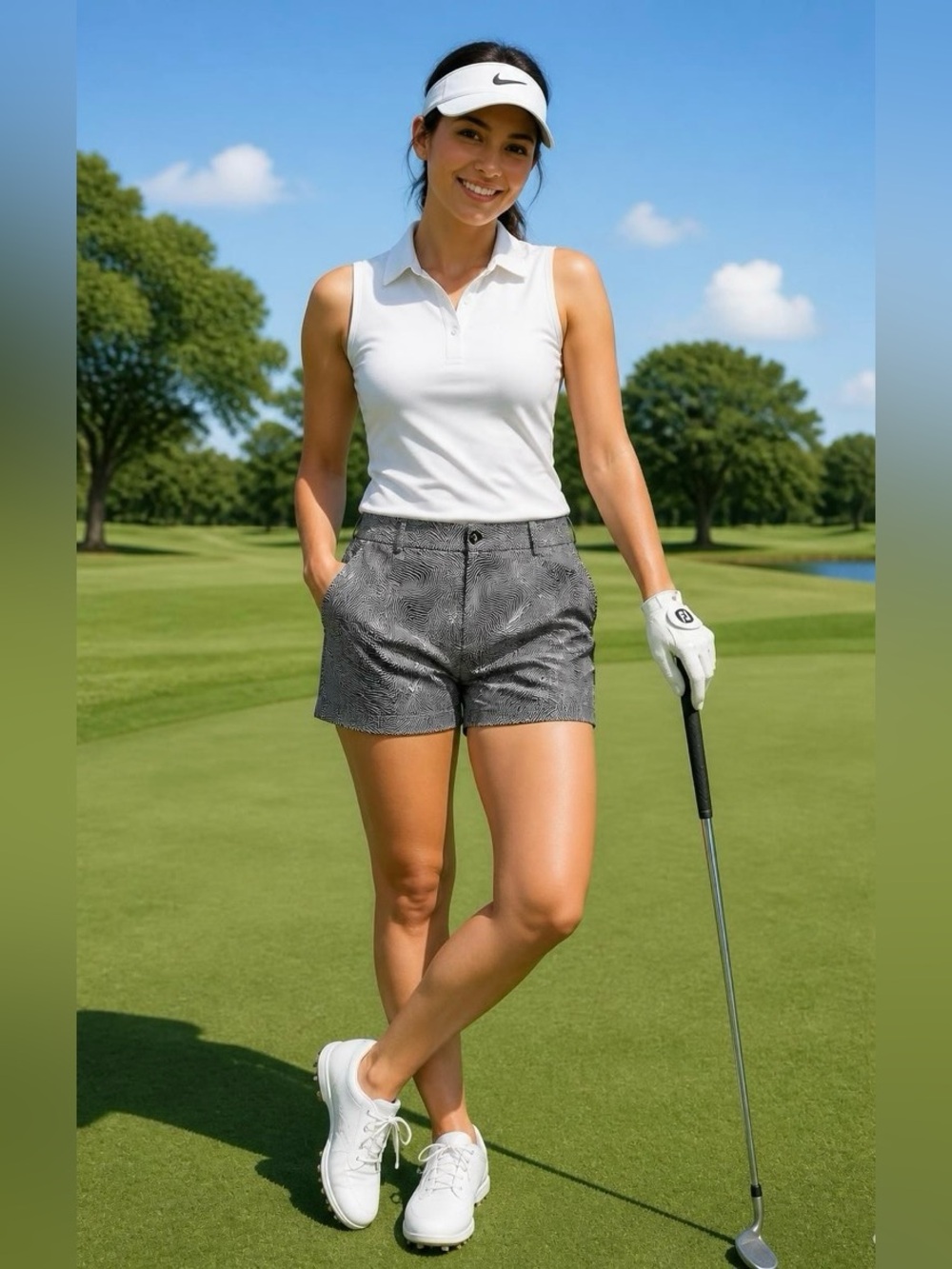 Nike Women's Gray Pattern Golf Skorts